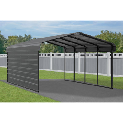 Steel Carport With 1 Side Wall Kit, 12X20X7