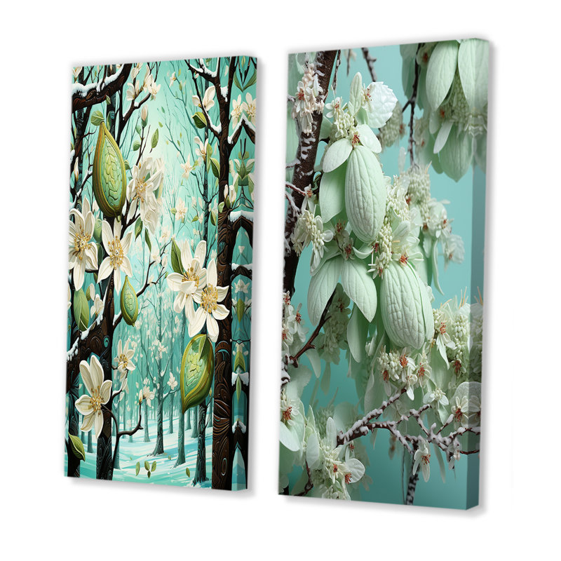 Cacao givré fantaisie menthe verte - ensemble de 2 décorations murales cacao, Toile tendue, H 28 po x l 25 po