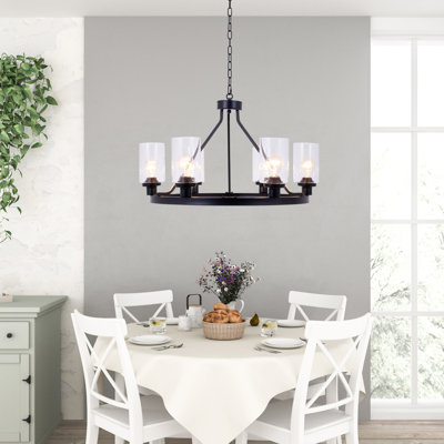 6 - Light Dimmable Wagon Wheel Chandelier