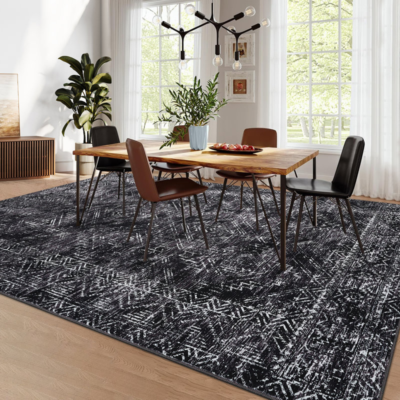 Modern Machine Washable Rug Non-Slip Area Rug for Living Room Low-Pile Rug Indoor Floor Cover for Bedroom Dining Room Hallway Kitchen Office