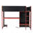 Wood Twin Size Gaming Loft Bed with Built-in Desk, Wardrobe, LED and a Drawer, Black-996023937