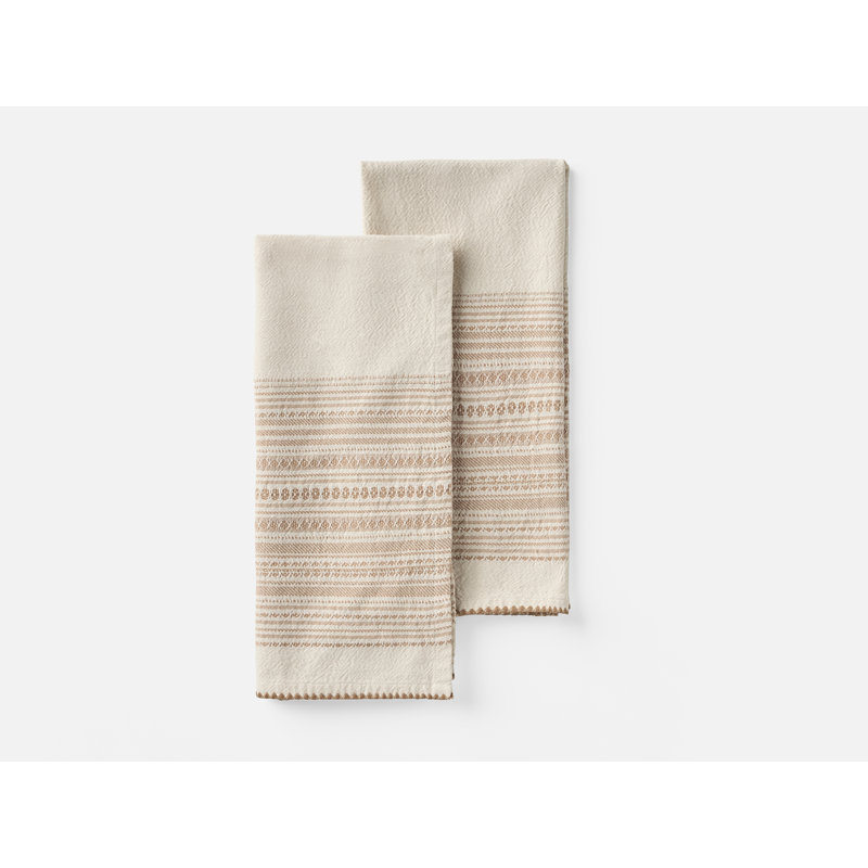 Ensemble de 2 essuie-mains en chêne biologique 20 po x 30 po, Non teinté / gingembre