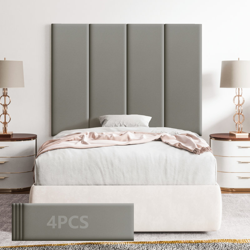 Faux Leather Peel Stick Wall Panels, Grey, 30cm H x 90cm W