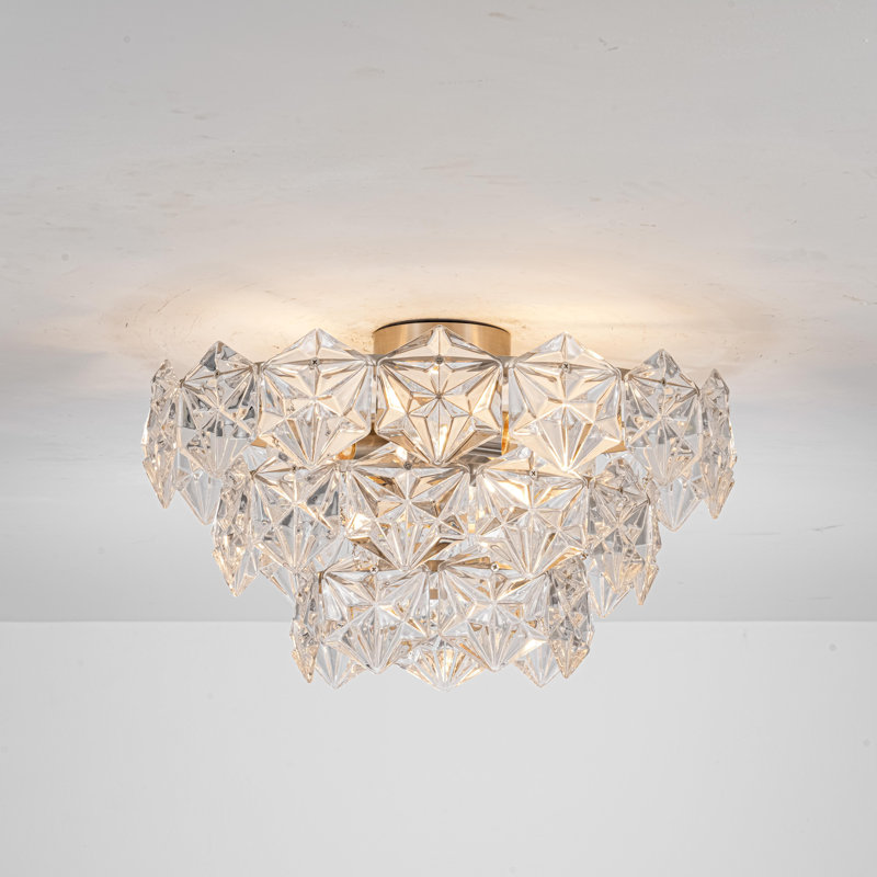 Plafonnier encastré 3 lumières en verre transparent Aurevra