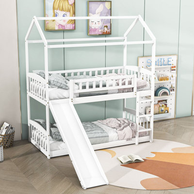 Lacrescenta Twin Over Twin Standard Bunk Bed with Slide
