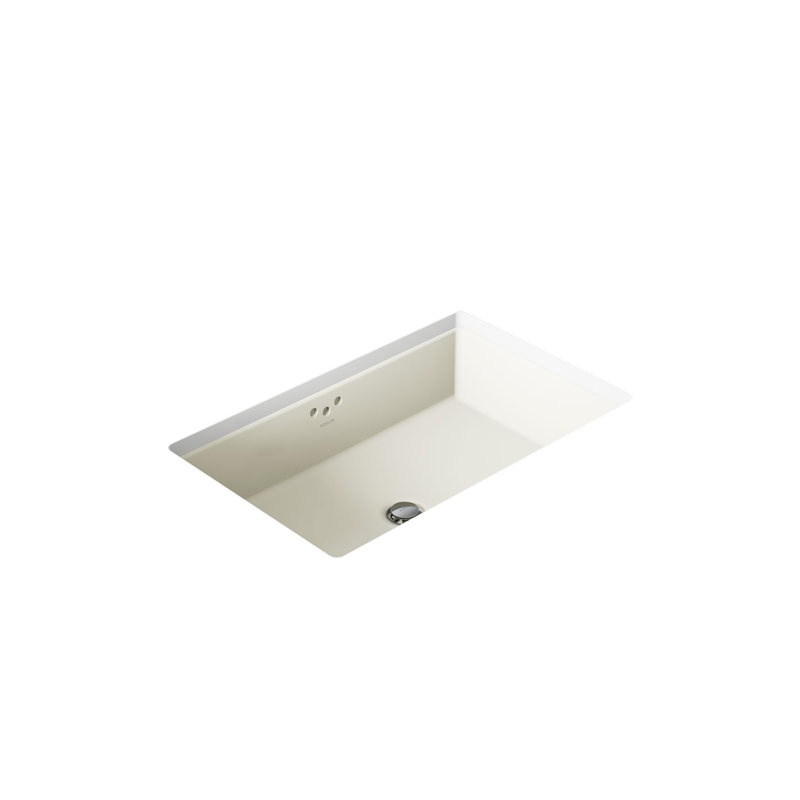 Lavabo de salle de bain rectangulaire encastré et trop-plein Kathryn®, Biscuit