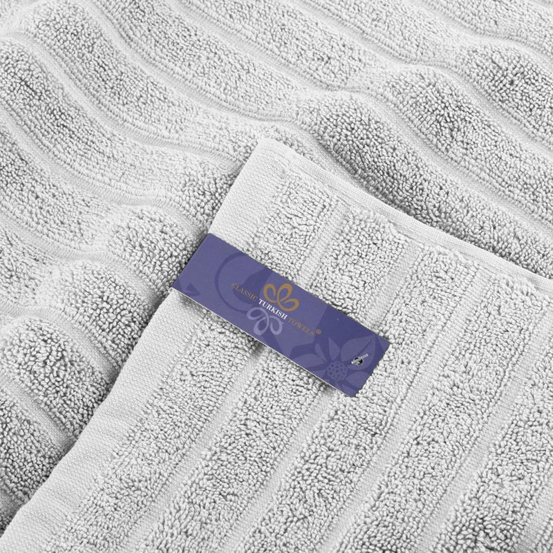 Hamrick 100% Cotton Plush Ribbed Bath Towel, Platinum