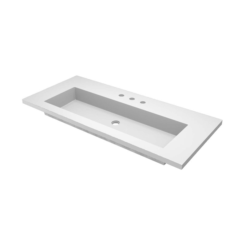 48" Capistrano Vanity Top With Integral Sink, Pearl, 8" Centers