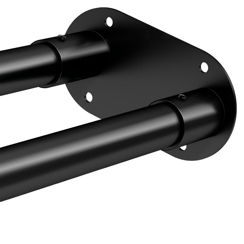 Double tringle à rideau de douche double, tringle double réglable au mur avec finition noir mat pour les salles de bain et les salles de lavage