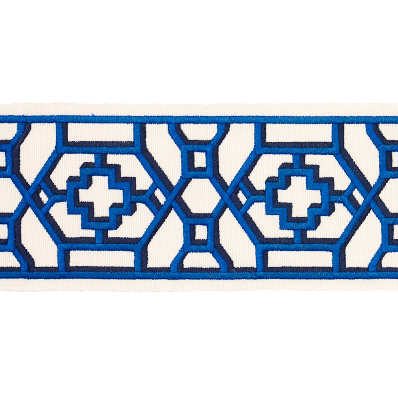 Schumacher x Mary McDonald Zanzibar Trellis Tape, Blue