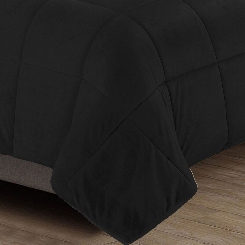 Byrne Polyester Comforter, King Comforter + 2 Shams, Black