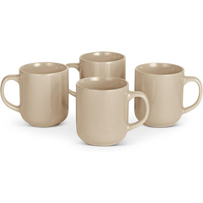 Ensemble de 4 tasses en grès émaillé lustré 16 oz - Ensemble de tasses à café allant au micro-ondes et au lave-vaisselle pour la cuisine