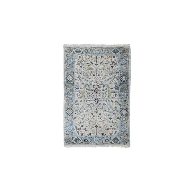 Tapis 100% laine noué à la main 3 pi x 5 pi gris clair Oushak avec motifs floraux 4BD618D964304EA7A15C65F1597E70A7