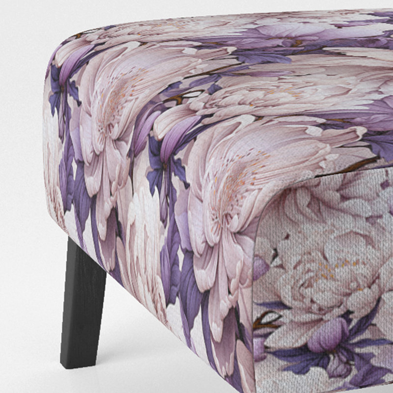 Purple Poppies Harmony - Upholstered Farmhouse Slipper Chair, Purple Accent Chair