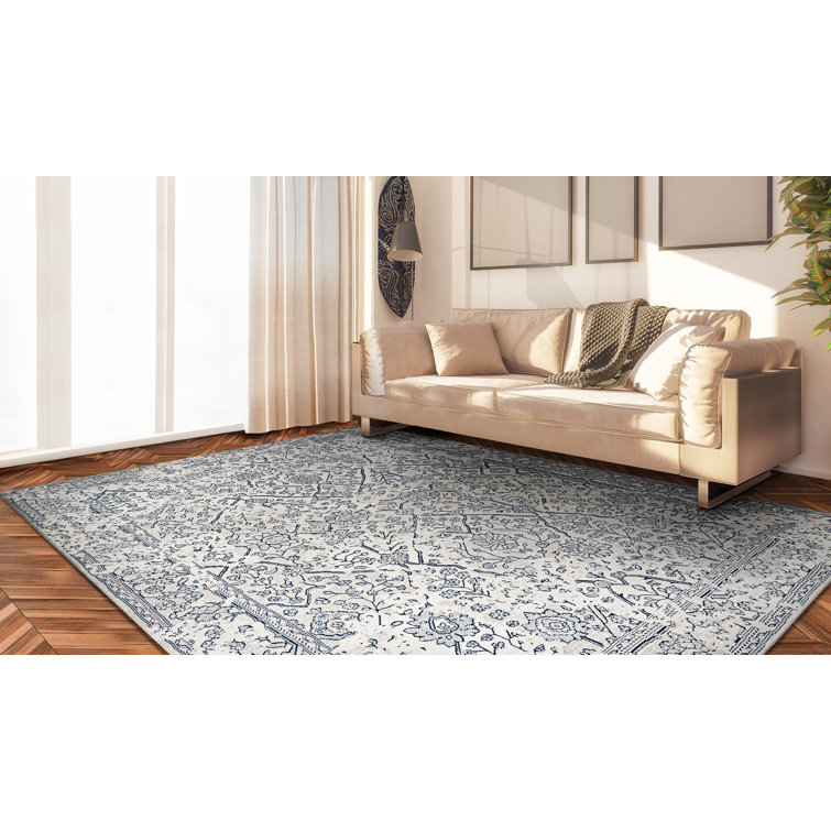Driggers Abstract Light Grey Opal Performance Area Rug