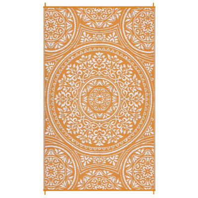 Tapis d'extérieur réversible - Tapis de patio en plastique imperméable et résistant aux rayons UV - Durable et lavable pour le jardin, le porche, le balcon, la terrasse, le camping, le camping - bleu clair / blanc, 9 x 12 pi (274 x 360 cm) États-Unis