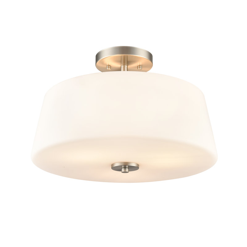 Asuka 15.75" Wide 3-Light Semi Flush , Brushed Nickel