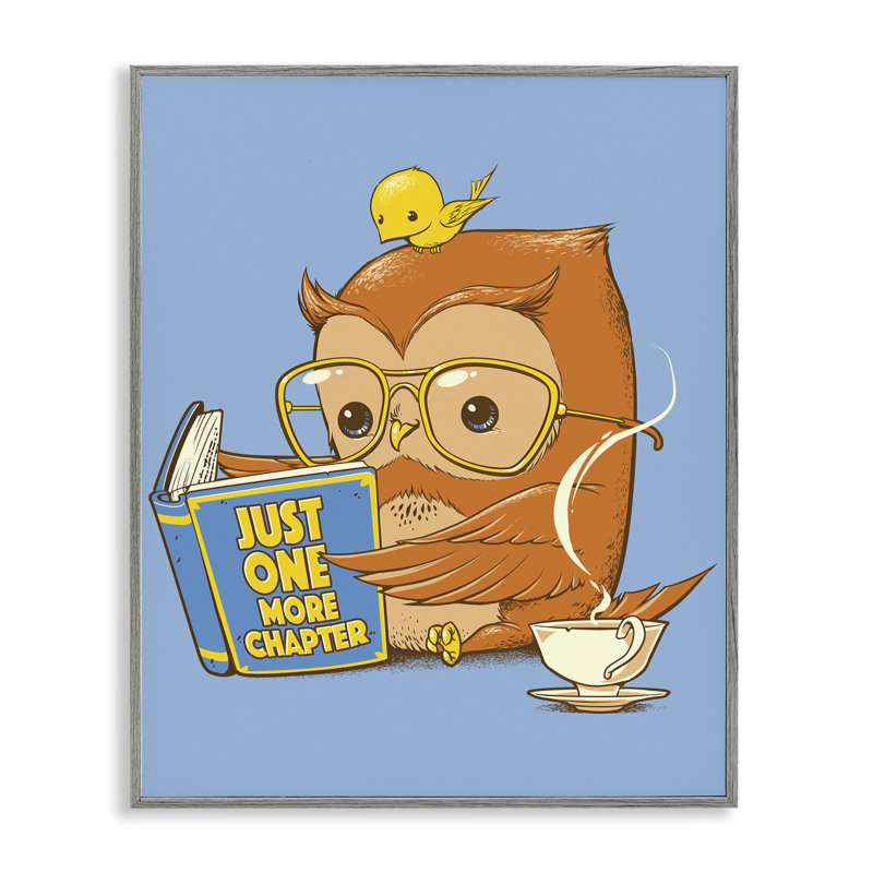 One More Chapter Owl Framed Giclee, design by Tobe Fonseca, Farmhouse Grey Giclee Framed, 20" H x 16" W
