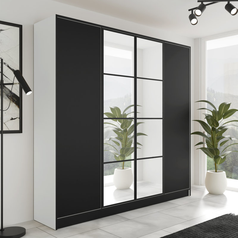 Aona 4 Door Wardrobe, Black/White