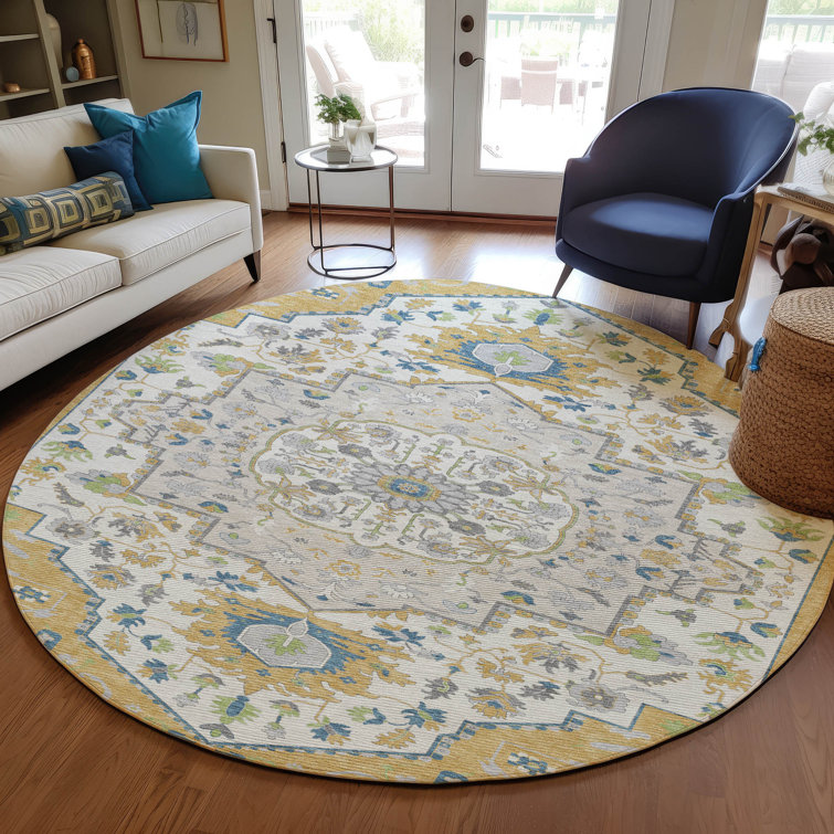 Machine Washable Indoor/Outdoor Chayden ACN985 Gold Rug