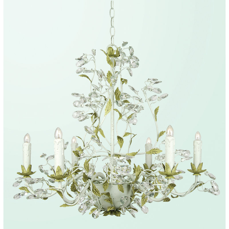 Série RT 6-lumière bougie-Style Chandelier, Deux tons vert
