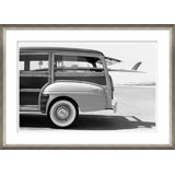 Old Woodie Station Wagon With Surfboard Giclee Print by Getty Images