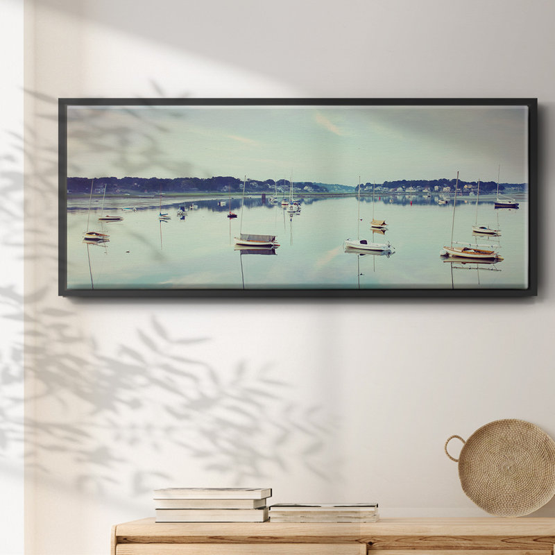 " Cape Ann Marina ", Black, 8" H x 20" W x 1.5" D