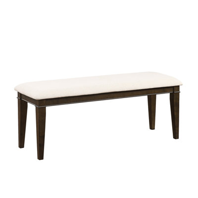 Beige Upholstered Seat 48-Inch Bench In Dark Brown For Dining Constant Beauty Room Use