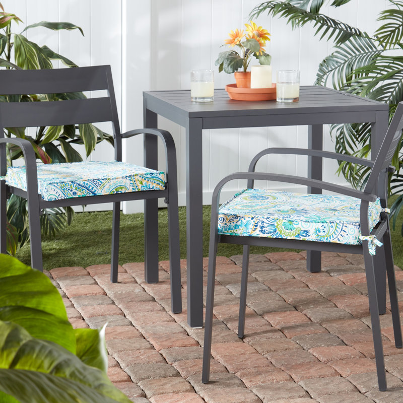 Outdoor Dining Chair Seat Pad, Baltic Paisley