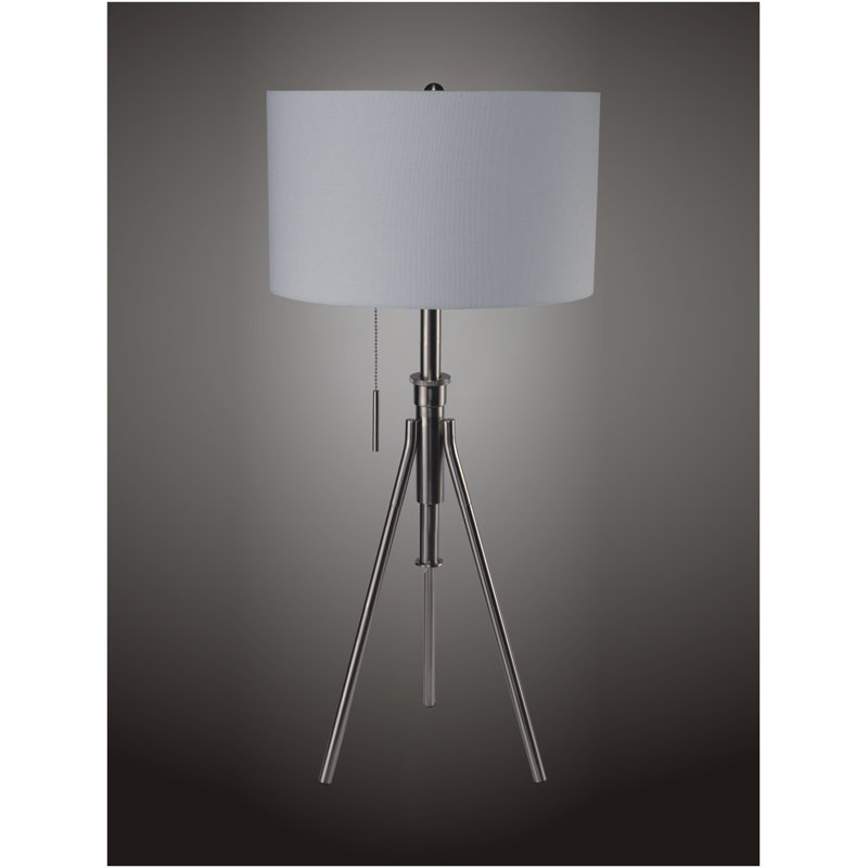 Lampe de table à trépied réglable 32-37 "H, Nickel brossé