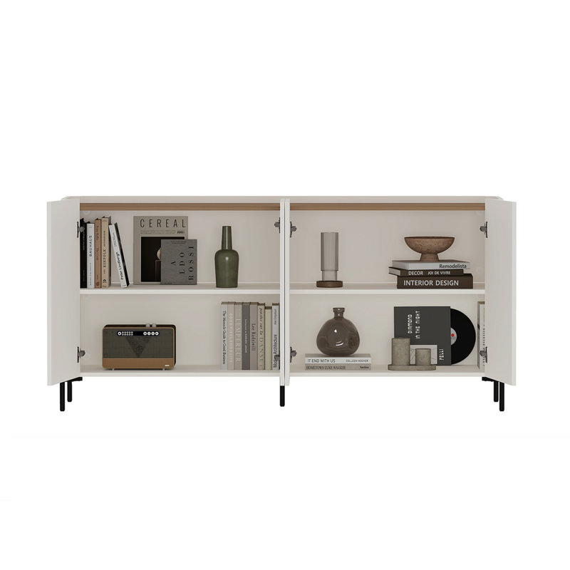 Abbey 67" Sideboard In And Off White, Brown/White