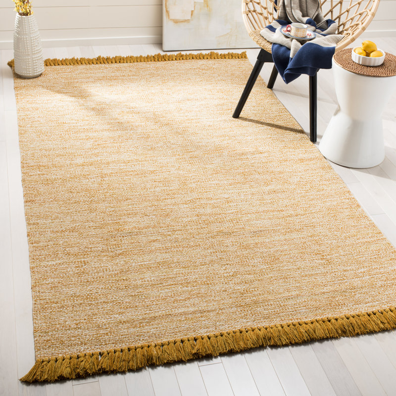 Waloo Hand Woven Cotton Chevron Rug, Rectangle 5' x 8'