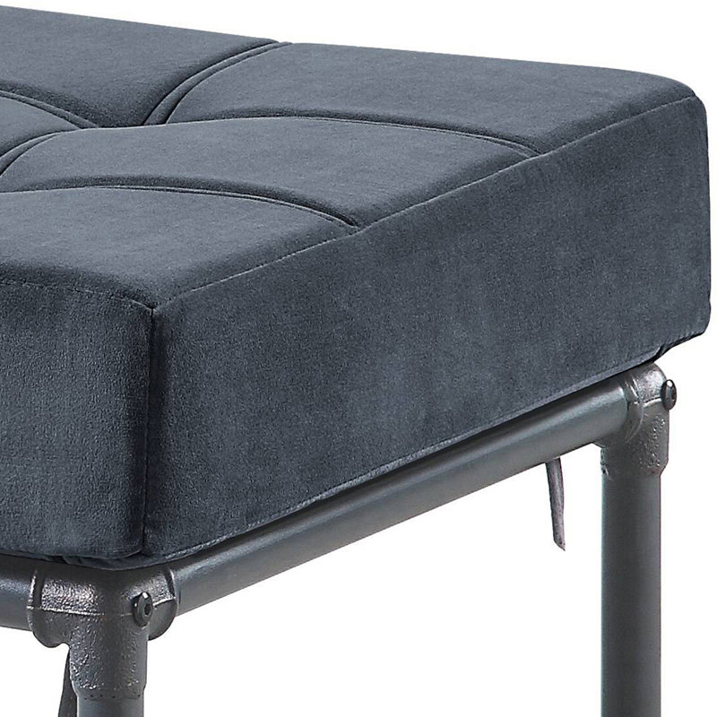 Rectangle Tufted Upholstered Fabric+Metal Ottoman