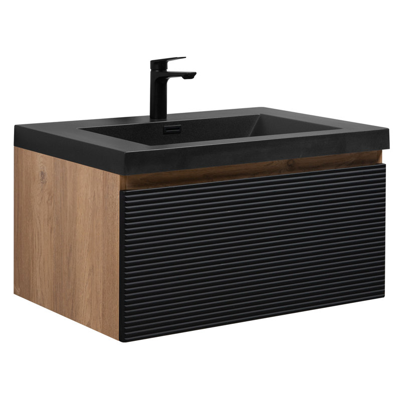Dhruven 30 Inch Fully Assembled Single Floating Bathroom Vanity With Solid Surface Sink