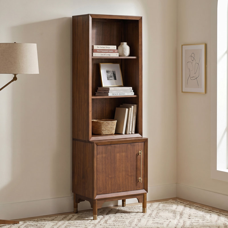 Miloe 79"H X 24"W Solid Wood Pier Bookcase with LED Light, Right
