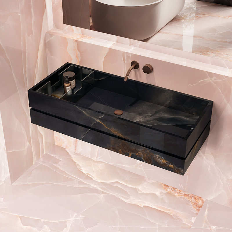 Eclipse 24X48 Polished Onyx Porcelain Tile, Pink
