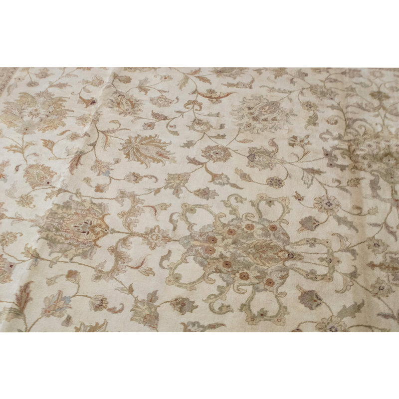 Hand Knotted Silk Oriental Area Rug in Ivory And Blue