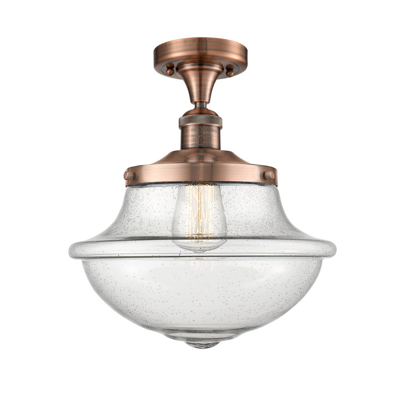Plafonnier semi-encastré 1 lumière Baptiste, Grainé, Ampoule non incluse, Cuivre antique