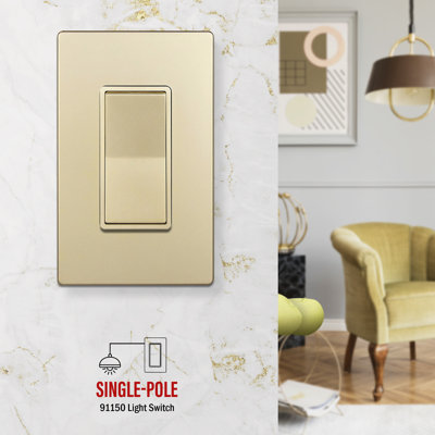 15-Amp Single Pole Rocker Light Switch