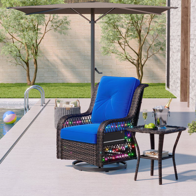 Chaise de patio pivotante avec coussins Kahane, Bleu
