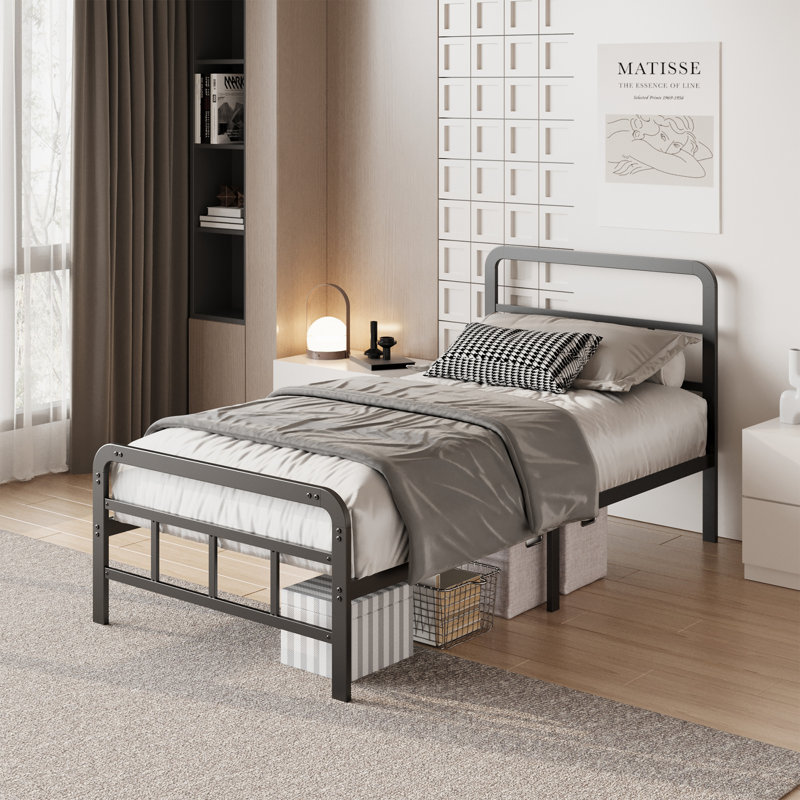 12 Inch Metal Bed Frame with Headboard and Footboard, Twin XL
