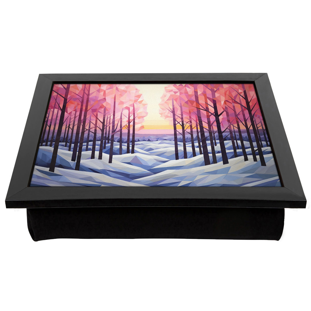 Winter Forest Landscape Geometric No.3  Lap Tray with Cushion