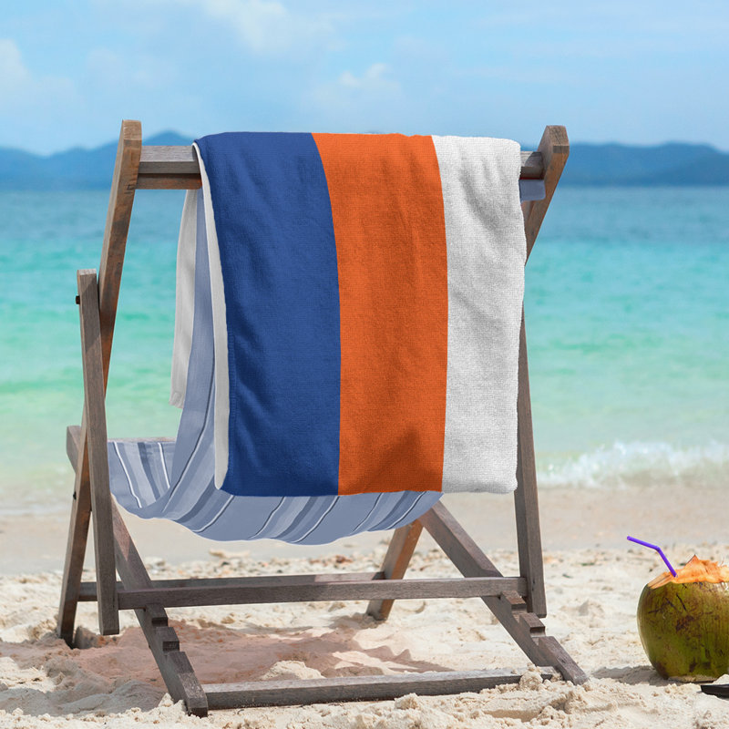 Lightweight Beach Towel, Poly/Cotton, Royal Blue/Orange/White
