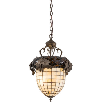 Luminaire suspendu en forme d'urne unique et audacieux 2 lumières Greenbriar Oak