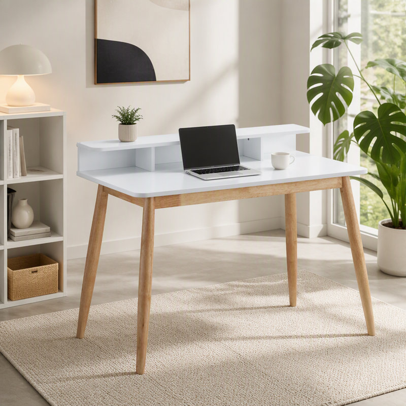 Bureau d'écriture avec huche Roskilde, Blanc / Naturel
