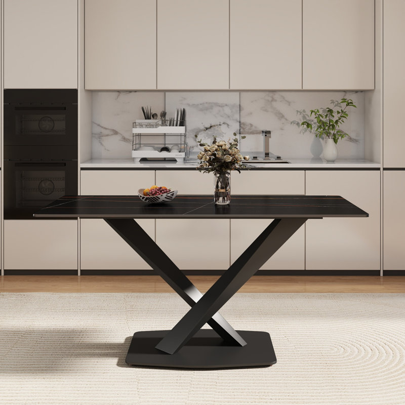 Table de salle à manger moderne en pierre frittée durable pour des salles à manger élégantes