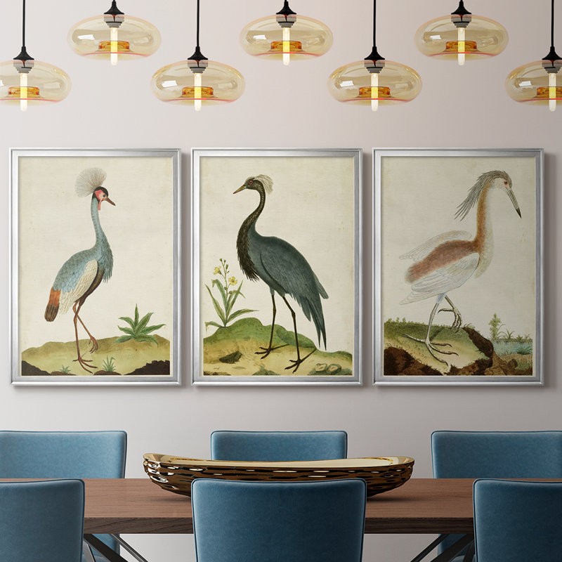 Heron Portrait I  -Custom Framed  Wrapped Gallery Canvas - 3 Pieces, Silver, 21" H x 30" W