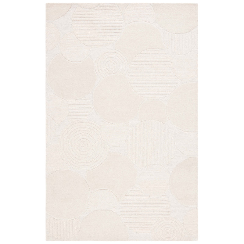 Maryorie Ebony Hand Tufted Wool/Cotton Abstract Rug in Ivory, Rectangle 8' x 10'