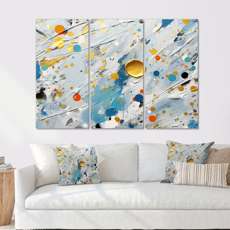 Ensemble de reproductions d'art abstrait bleu sarcelle, H 28 po x l 36 po x P 1 po, Toile tendue