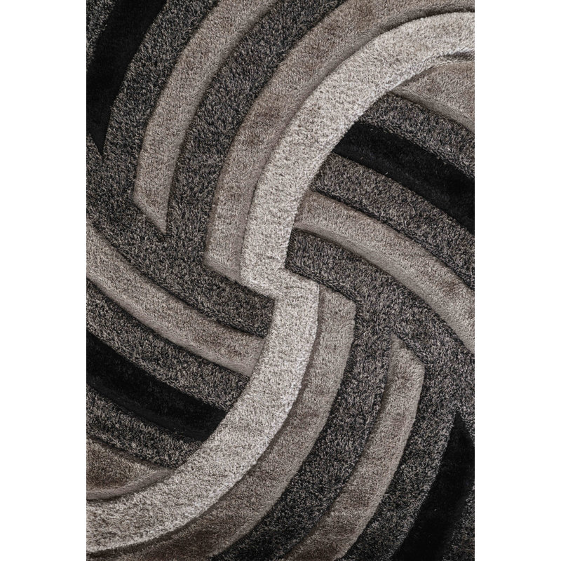 Frio Grey/Black Shaggy Indoor Rug, Rectangle 120cm x 170cm